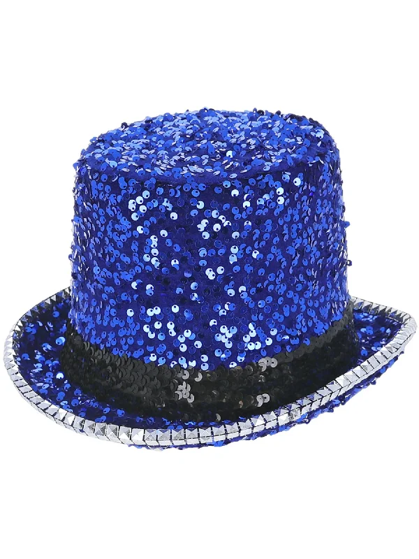 Fever Deluxe Felt & Sequin Top Hat, Blue