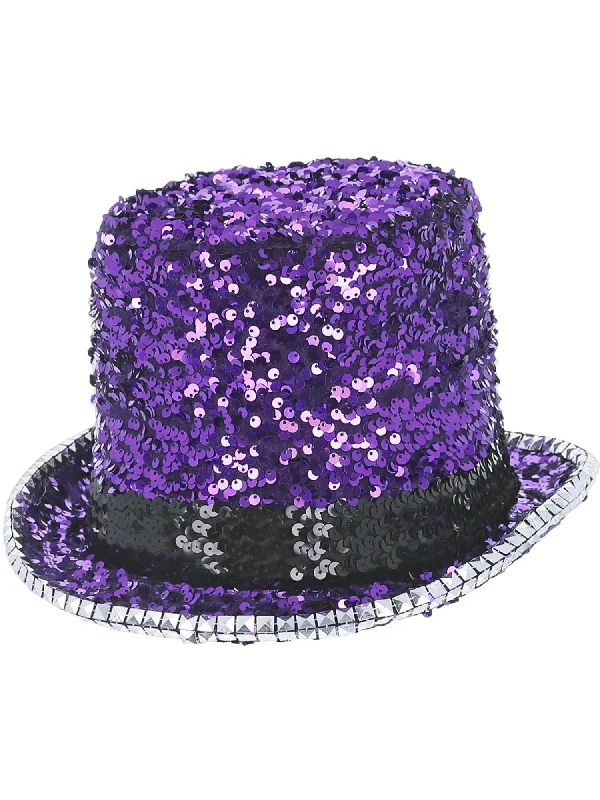 Fever Deluxe Felt & Sequin Top Hat, Purple