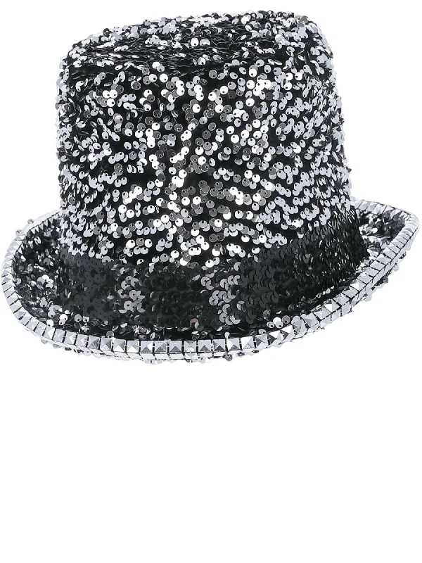 Fever Deluxe Felt & Sequin Top Hat, Silver