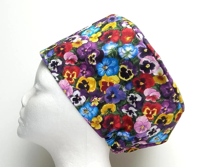 NEW - Mix Pansies Women's Basic Scrub Caps