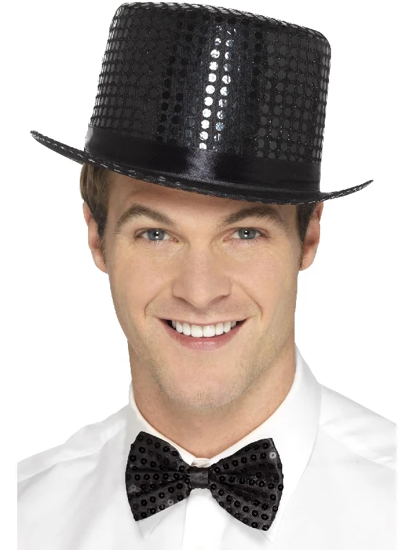 Sequin Top Hat, Black