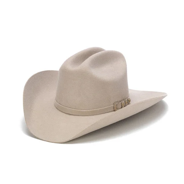 Stampede Hats - 100X Wool Felt  Beige Cowboy Hat with Silver Tone Buckle